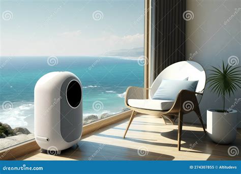 Air Purifier In Room With View Of The Ocean Creating Soothing And