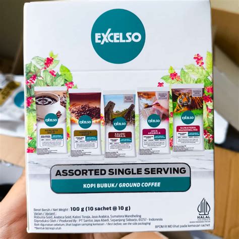 jual excelso assorted single serving gr  sachet shopee indonesia