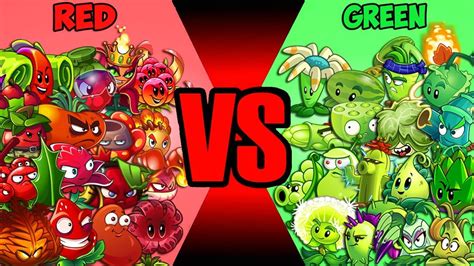 All Plants Team Red Vs Green Who Will Win Pvz Team Plant Vs Team