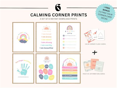 6 Calming Corner Posters Calm Down Skills Classroom Boho Calm Down