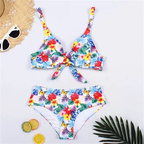 New Designer Women Part Private Labeling Floral Print High Waist Bikini Set Swimsuit And Swim