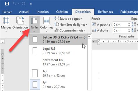 Modifier le format taille de papier par défaut dans Word