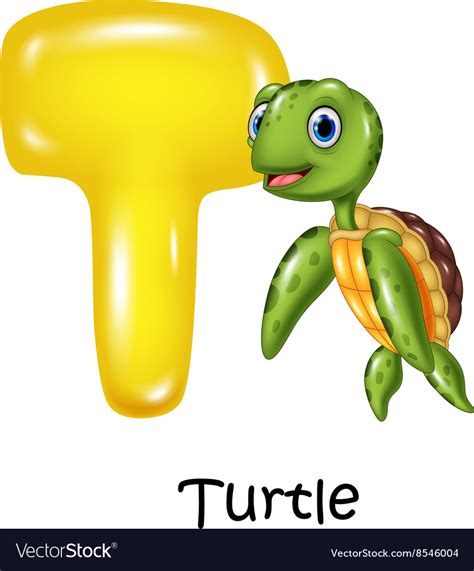 Cartoon Of T Letter For Turtle Royalty Free Vector Image