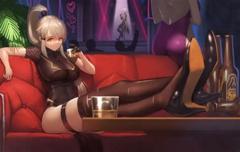 Wallpaper girl sexy anime stockings blonde for mobile and desktop section девушки