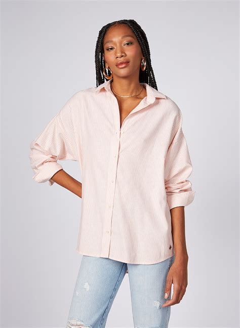 Camisa Oversized Oxfordine Listrado Dudalina Feminina