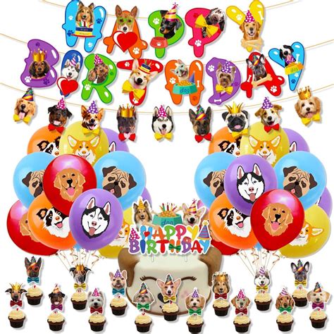 Amazon.com: Dog Themed Birthday Party Decorations Set, Cute Dog Party ...