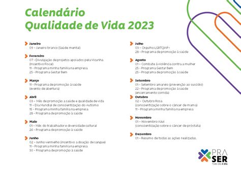 Veja Como Ficaram Os Calend Rios De Qualidade De Vida E Administra O