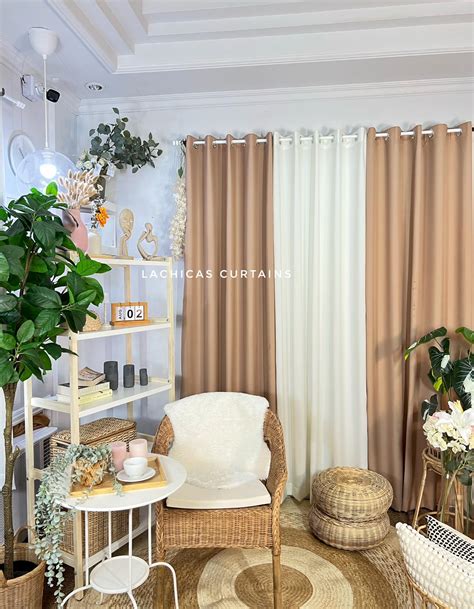 Modern Nude Earth Color Grommet Curtain Mocha Light Beige Cream Combination Ft Ft