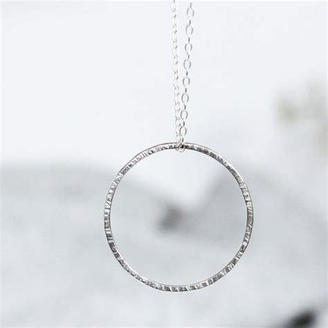 Sterling Silver Disc Pendant Necklace Hammered Finish Etsy