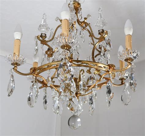 Proantic Lustre En Bronze Et Cristal Signé Baccarat Fin XIXe