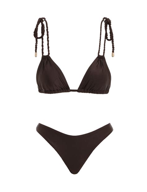 Chintz Rope Trim Bikini Dark Chocolate Online Zimmermann