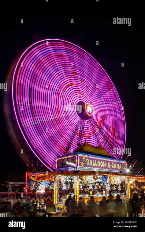 Dutch Wheel Ferris Wheel Carnival Ride With Long Exposure Motion Blur