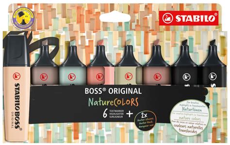 STABILO BOSS ORIGINAL NatureCOLORS Highlighter - Pack of 8 - Assorted ...