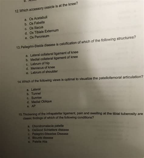 Solved eAl 12. Which accessory ossicle is at the knee? a. Os | Chegg.com