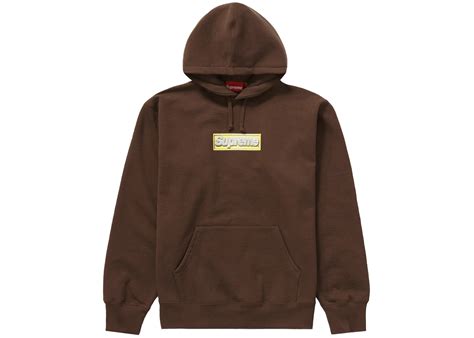 Supreme Bling Box Logo Hooded Sweatshirt Dark Brown Homme Ss22 Fr