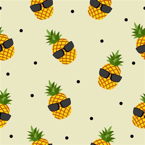 Pineapple Fruit Seamless Pattern Background Vector Illustration For Textile Print Fashion