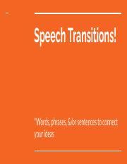 Mastering Speech Transitions: Connecting Ideas for a Unified | Course Hero