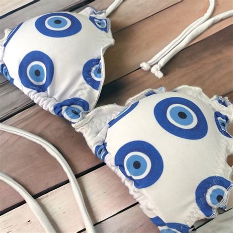 Bikini Biquini Frufru Top Personalizado Olho Grego Amuleto Elo