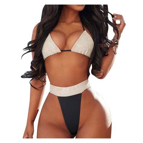 2021 Christalor Women Micro G String Bikini 2 Piece Sliding Top Thong Small Bra Swimsuit Set