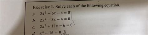 Solved C F X X2 4x 12 Exercise 1 Solve Each Of