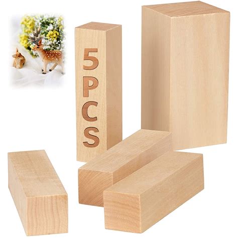 Kitwin 5Pcs Basswood Carving Block Natural Soft Wood Carving Block 2