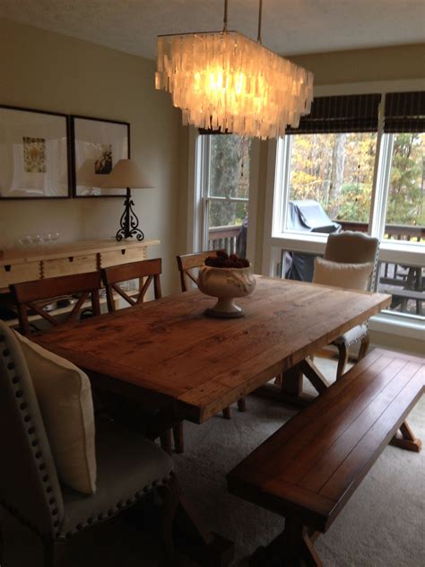 West Elm Capiz Chandelier Juxtaposed With Williams Sonoma Rustic