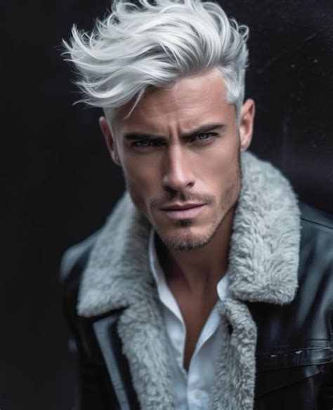 Premium AI Image | Mens hairstyles that are silver and white hair