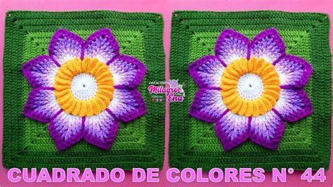 Como Tejer El Cuadrado De Colores N O Muestra Con Flor En D A