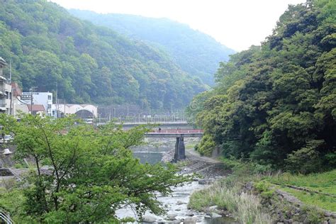 Small Rural Town In Japan S Hot Spring Village Editorial Image Image Of River Forest