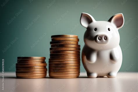 Une Tire Lire Cochon Avec Des Pi Ces De Monnaie Empiler C T Concept