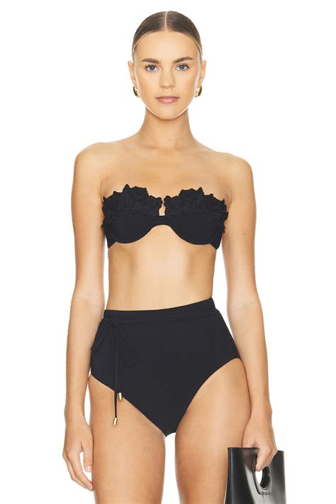 Zimmermann Halliday Embroidery Bikini Top In Noir REVOLVE