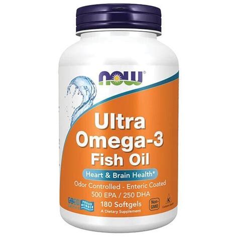 NOW Foods, Ultra Omega-3, ультраомега-3, 500 ЭПК/250 ДГК, 180 капсул ...