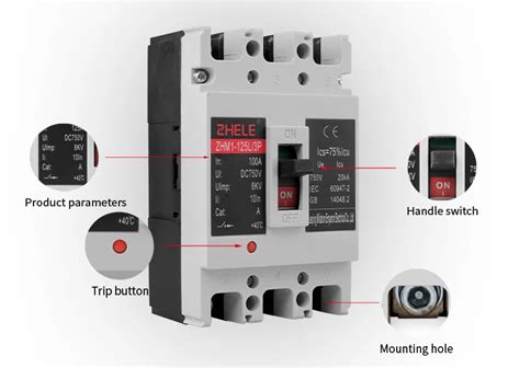 Zhele Dc Solar Mccb Pv Molded Circuit Breaker 2 Pole 3p 4p 63a 80a 100a