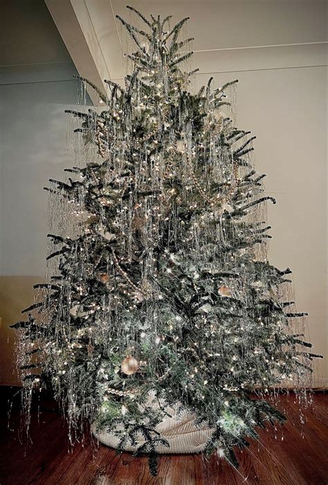 Sparkling Silver Tinsel Christmas Tree