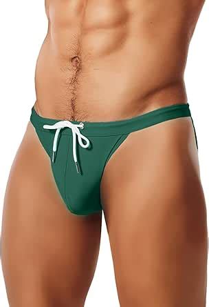MIZOK Men S Sexy Low Rise Swimsuits Bikini Swimming Briefs Swimwear With Adjustable Drawstring