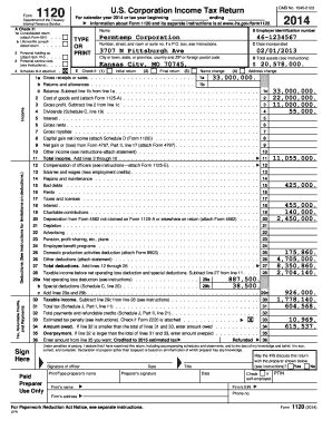 Form 1120 U S Corporation Income Tax Return 2014 2020 2024 Fill And