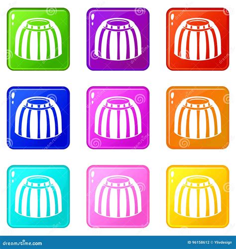 Fruit Jelly Icons 9 Set Stock Vector Illustration Of Jelly 96158612