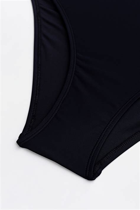 Black Eucalyptus Twisted Bikini Top High Waisted Bottoms Set