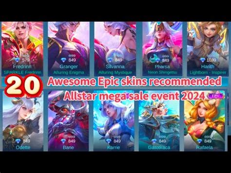 20 BEST EPIC SKIN TO BUY ONLY 1 DIAMOND ALLSTAR MEGA SALE EVENT 2024