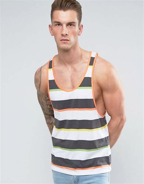 Asos Extreme Racer Back Vest With Fluro Stripe For Men Lyst