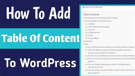 How To Add Table Of Contents In Article Insider In Wordpress Table Of