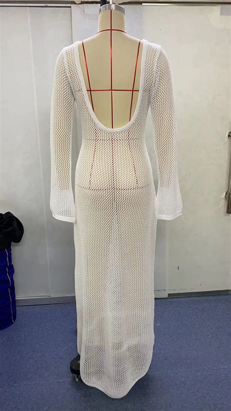 Holiday Beach Cover Up Clothes Hot Sexy See Through Solid Crew Collar