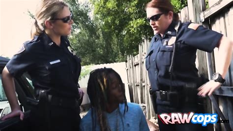 Black Suspect Is Getting A Deep Throat After Being Apprehended By Two Hot Milfs With Big Tits