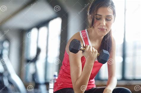 Gym, Fitness and Girl with Dumbbell Exercise for Strength, Training or ...