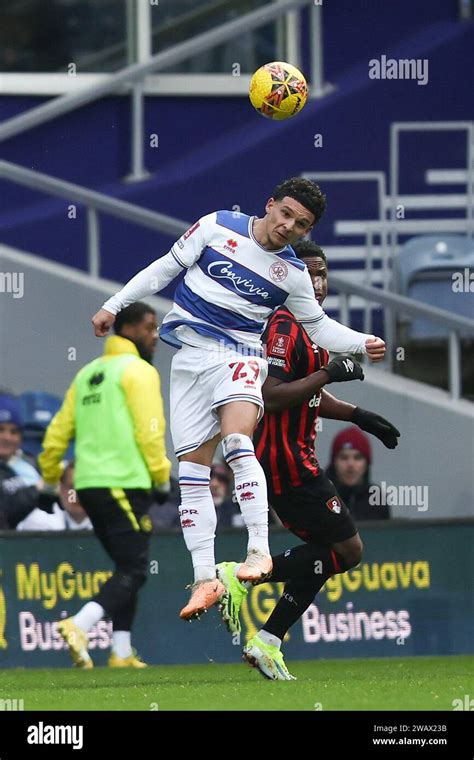 London UK 07th Jan 2024 Aaron Drewe Of QPR Wins A Header During The