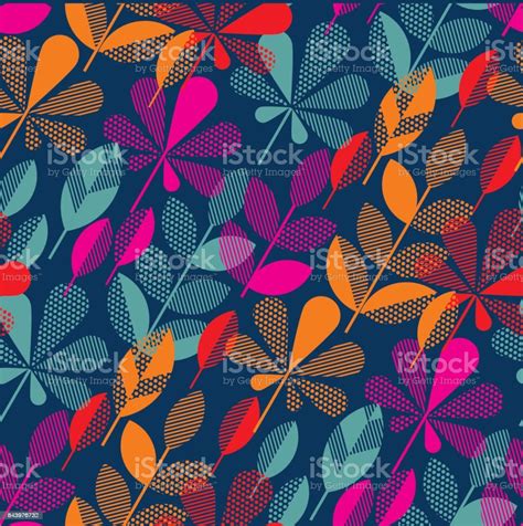 Autumn Leaf Fall Geometry Modern Motif In Bright Vivid Color Vector