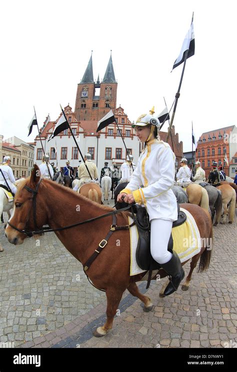 Members Of The Traditional Magdeburg Hussar Regiment Number 10 Arrive