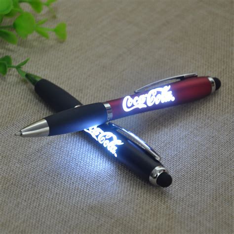 Customized Led Laser Light Up Ball Ballpoint Pen With Rubber Grip