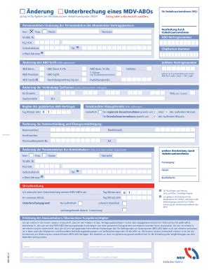 Fillable Online Thuesac Nderung Unterbrechung Eines Mdv Abos Thuesac