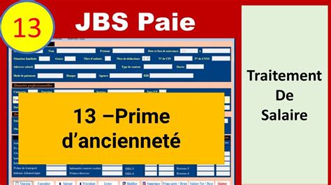 13 Bulletin de Paie Prime D ancienneté YouTube